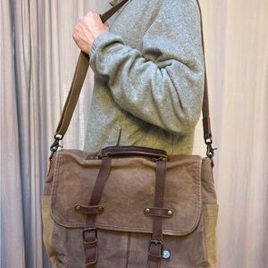 Brown Oiled Canvas Messenger Bag